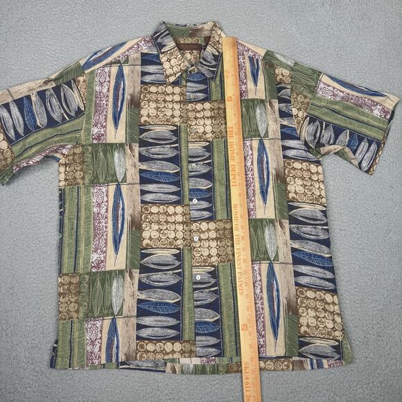 Tori Richard Shirt Mens Large Hawaiian Aloha Button Up Vintage Feather Print USA - Picture 8 of 10